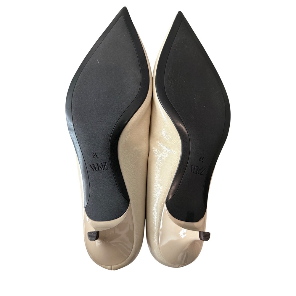 Zara Beige Pointed Toe Kitten Heel Pumps‎ EU 39 US 8.5 Nude Cream - Picture 6 of 10